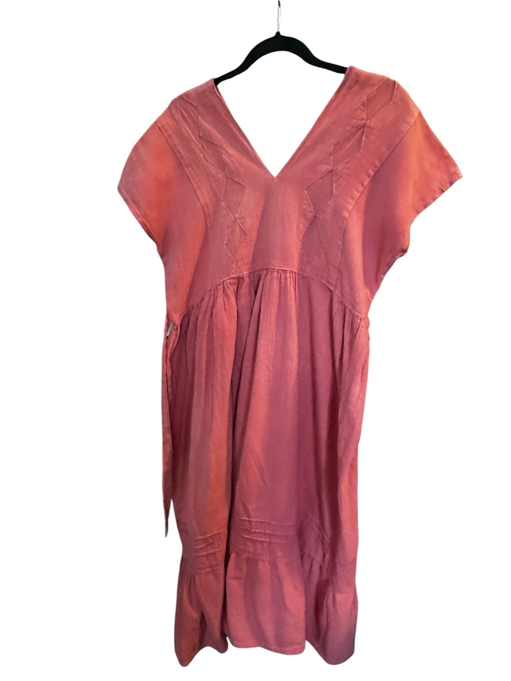 V-Neck Short Sleeve Maxi Dress in Dusty Rose 100% Cotton